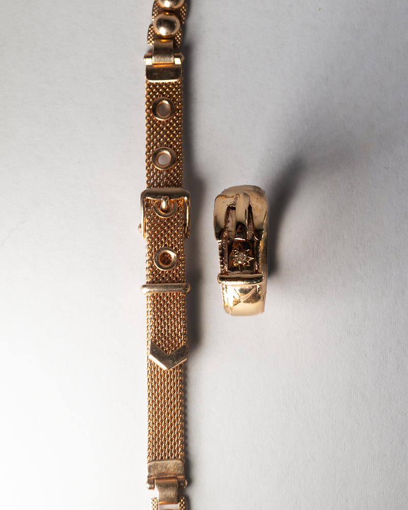 Birthstone Buckle Up Ring - Solid 9K Gold