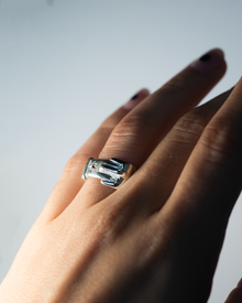 Birthstone Big Buckle Ring - Sterling Silver
