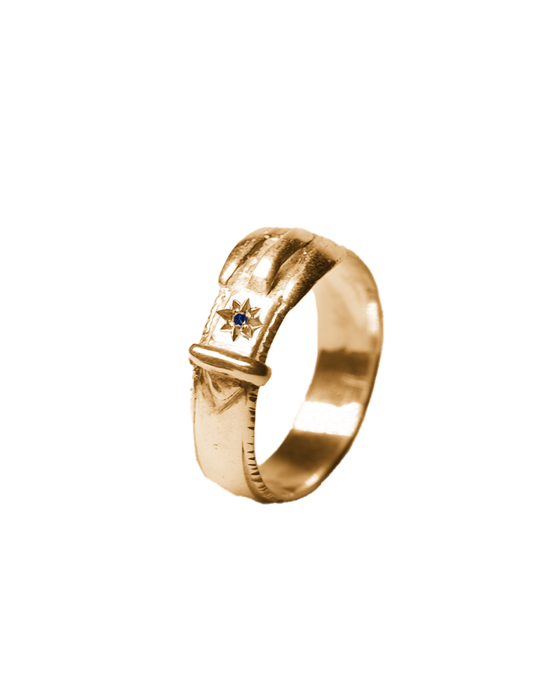 Birthstone Buckle Up Ring - Solid 9K Gold