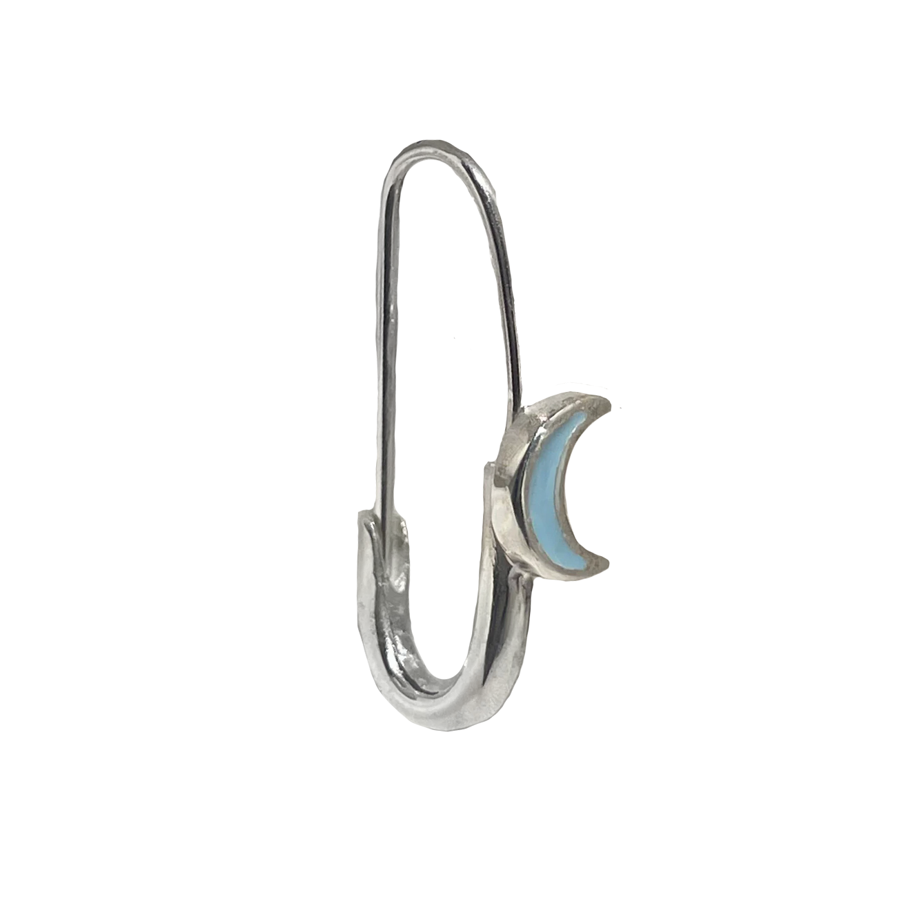 Crescent Moon Safety Pin Enamel Earring