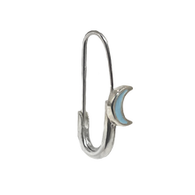 Crescent Moon Safety Pin Enamel Earring