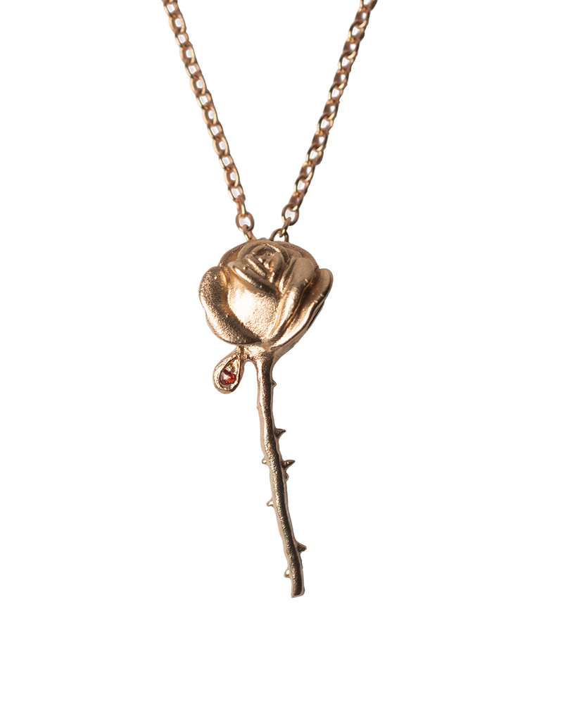 Crying Rose Necklace - Solid 9K Gold
