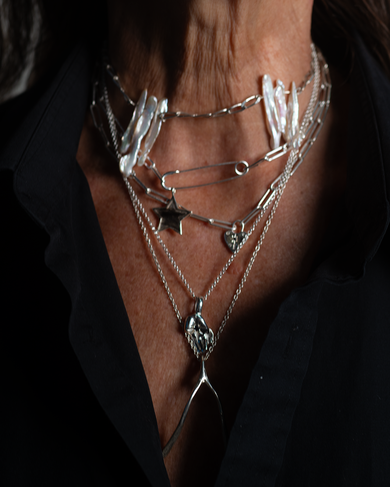 Safety Pin Necklace - Sterling Silver