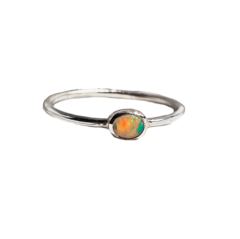 Fire Opal Ring - Sterling Silver