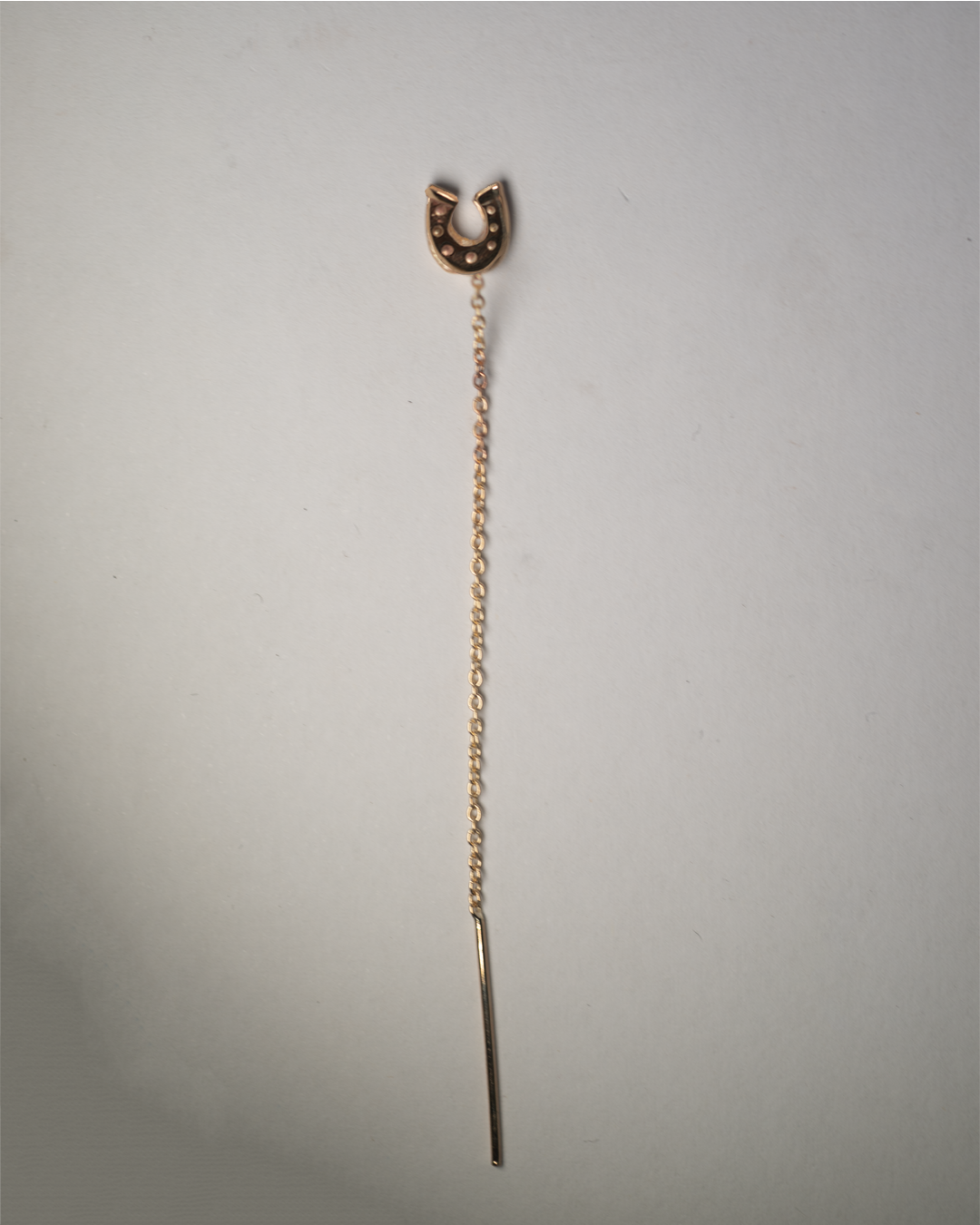Horseshoe Threader Earring - Solid Yellow Gold