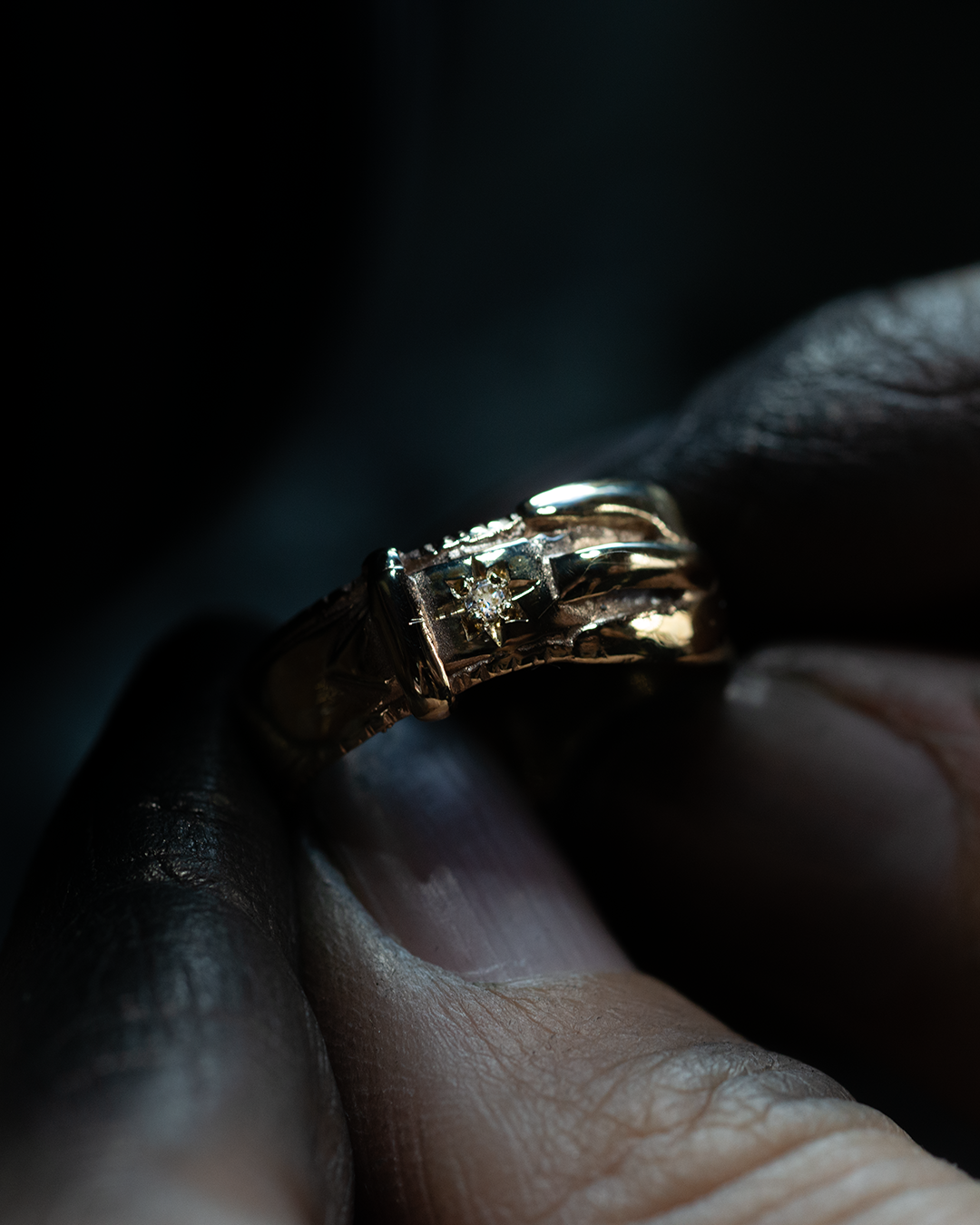 Birthstone Buckle Up Ring - Solid 9K Gold