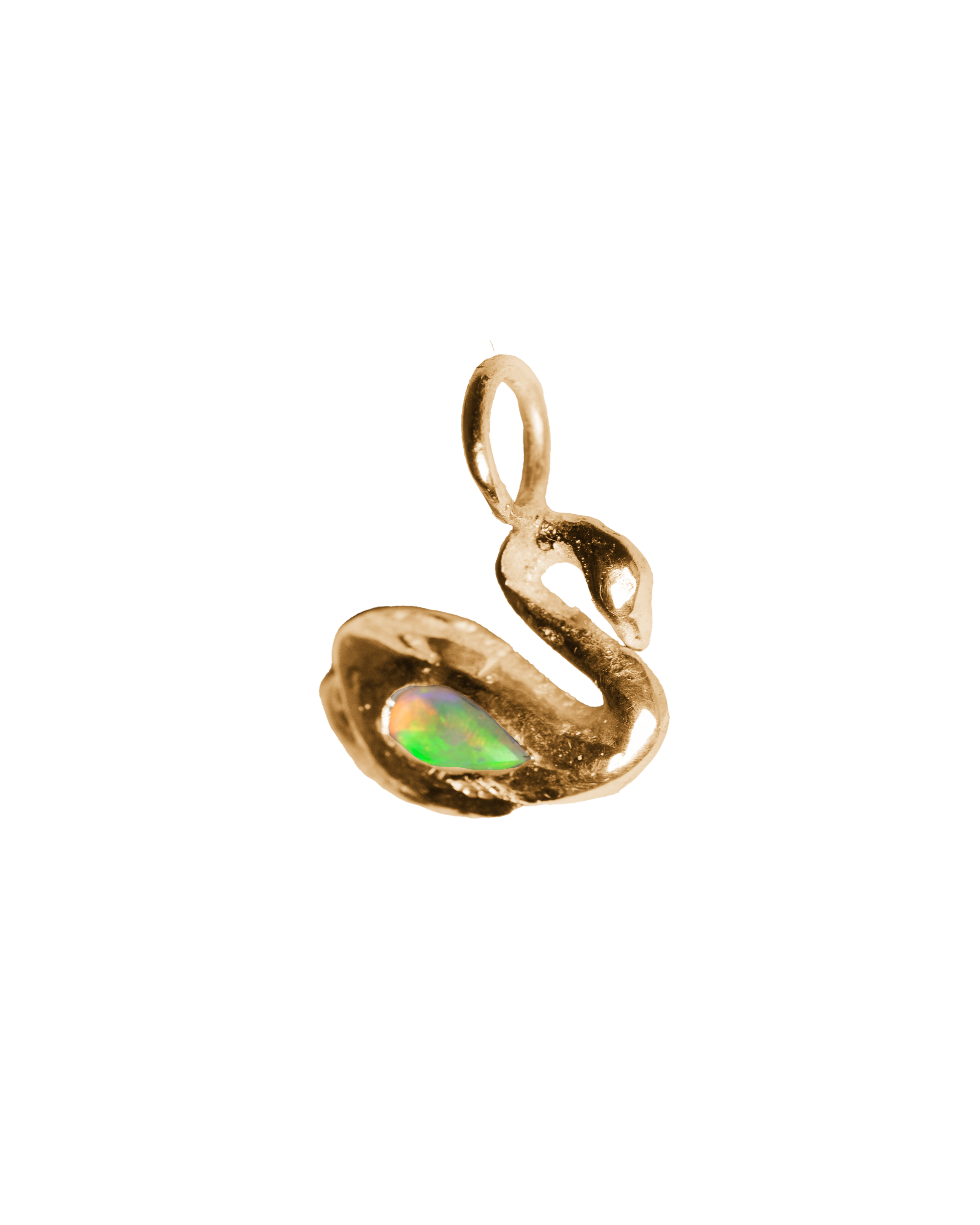 Swan & the Opal Necklace - Solid 9K Gold