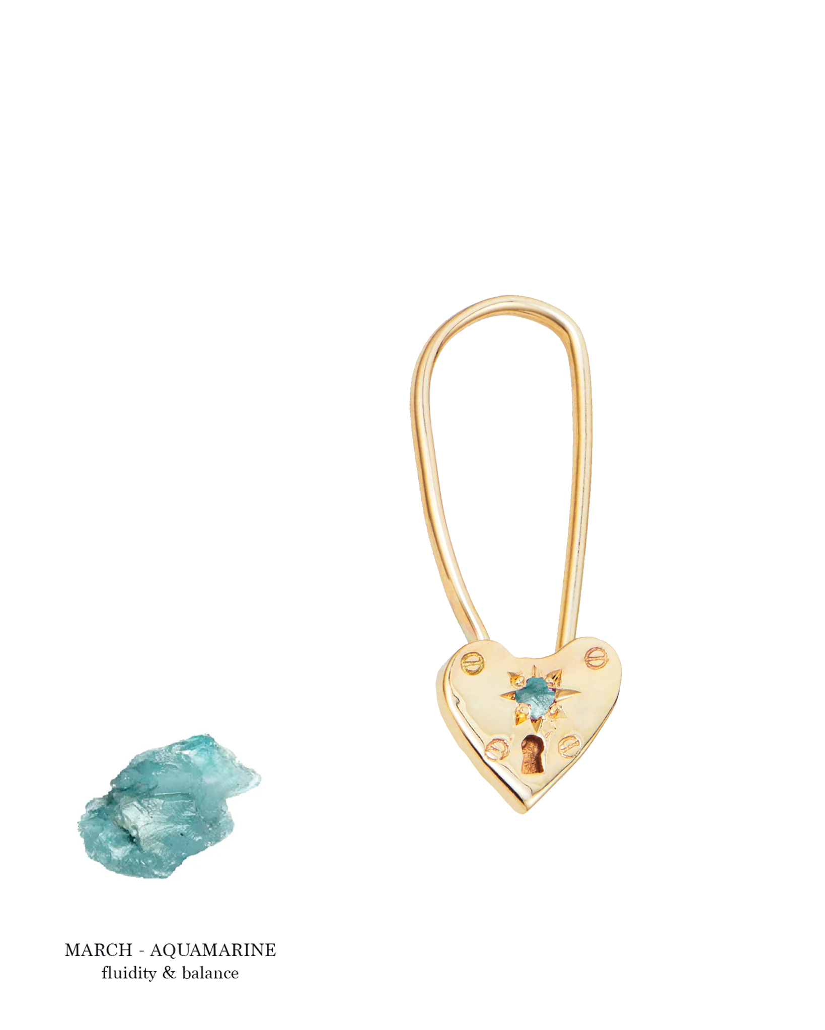 Birthstone Little Heart Padlock - Solid 9K Gold