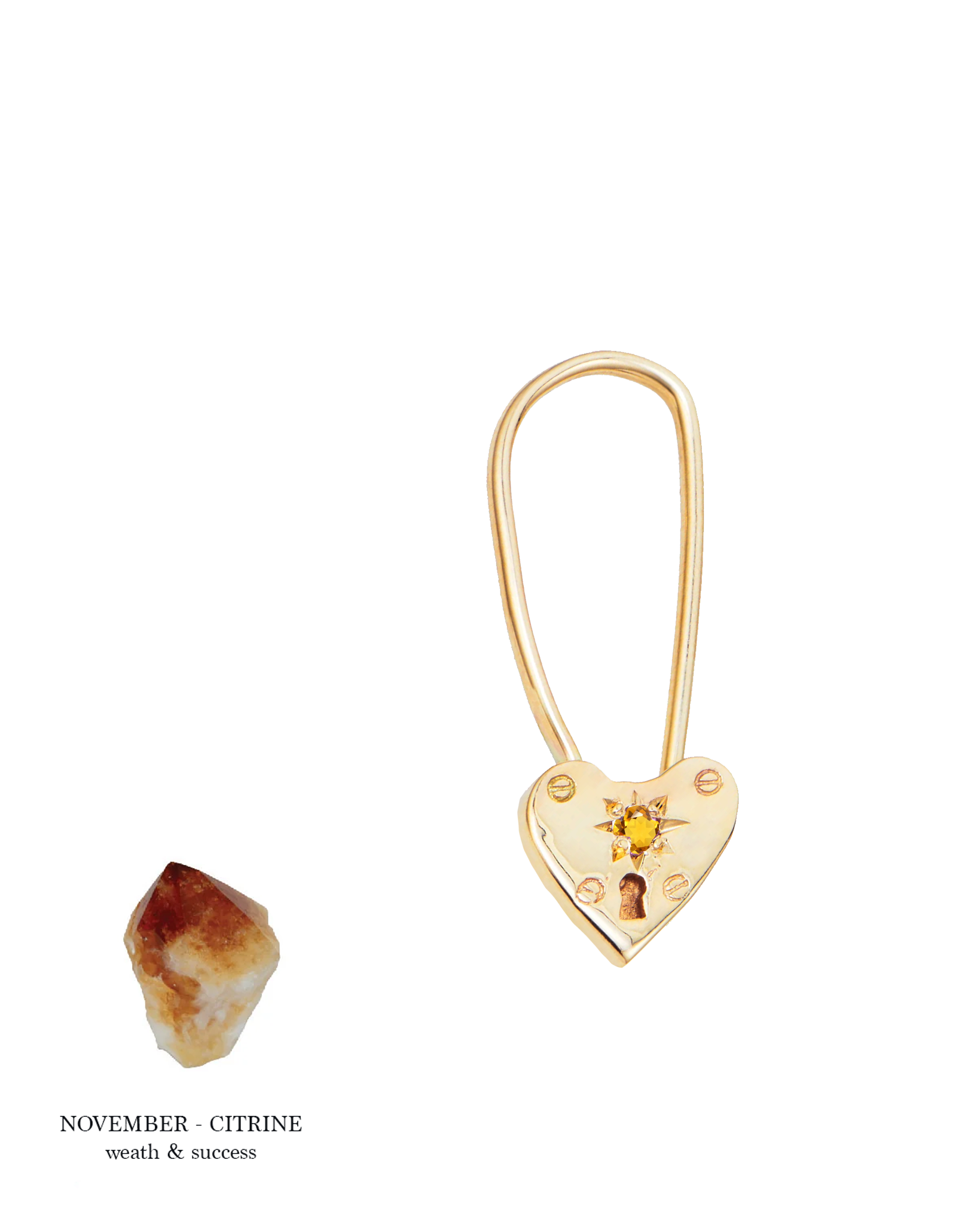 Birthstone Little Heart Padlock - Solid 9K Gold