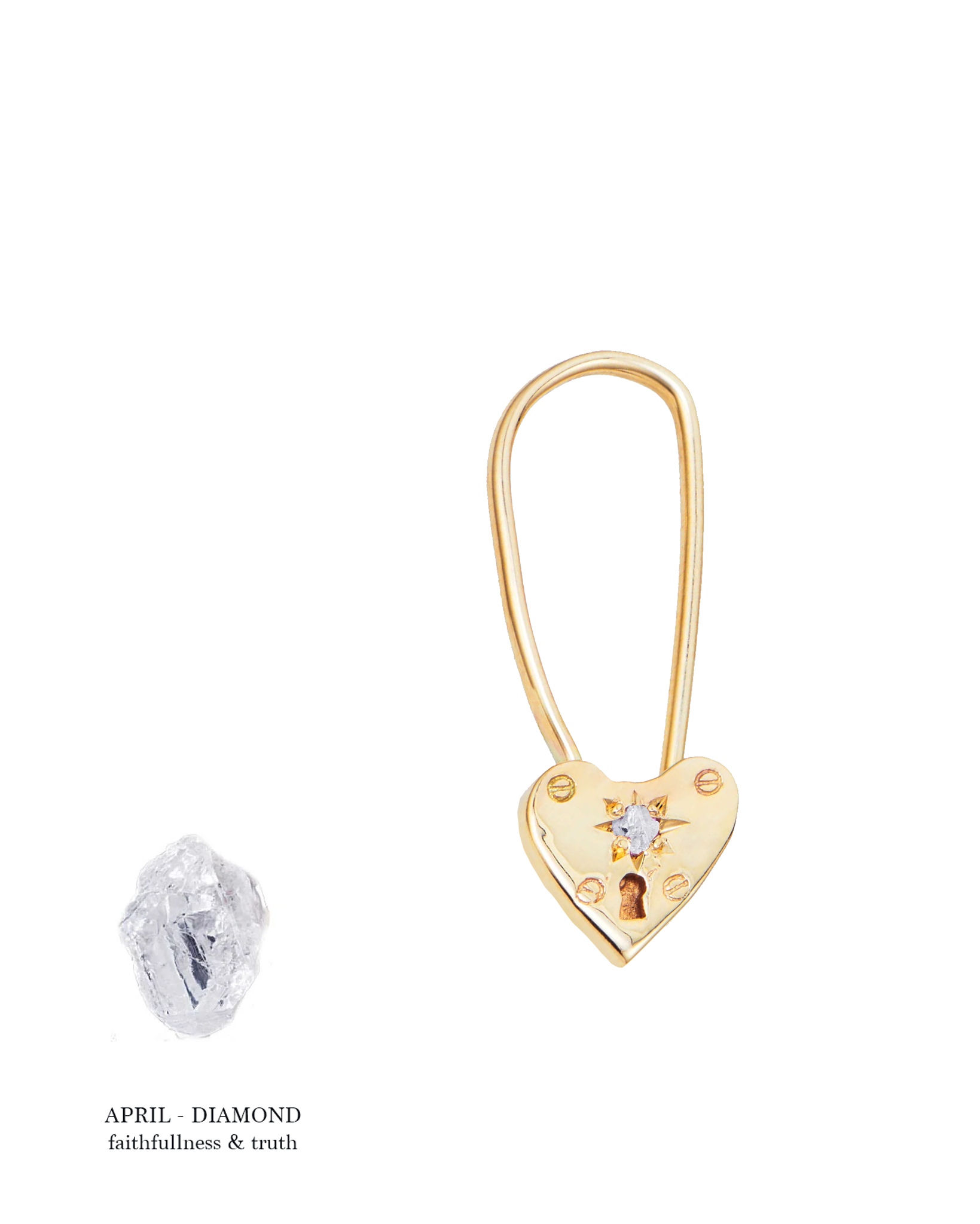 Birthstone Little Heart Padlock - Solid 9K Gold