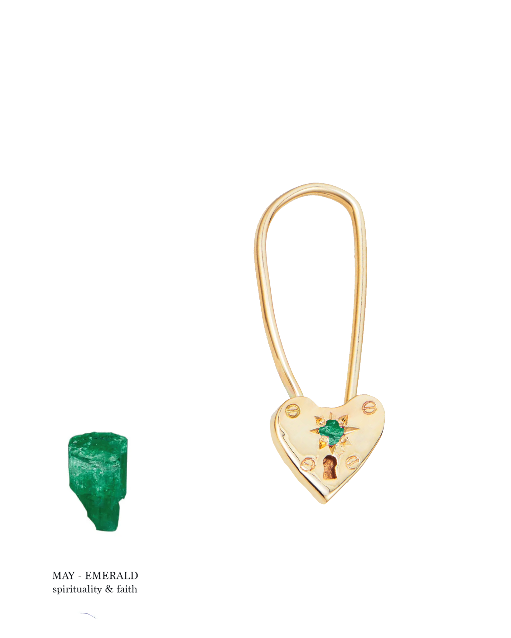 Birthstone Little Heart Padlock - Solid 9K Gold