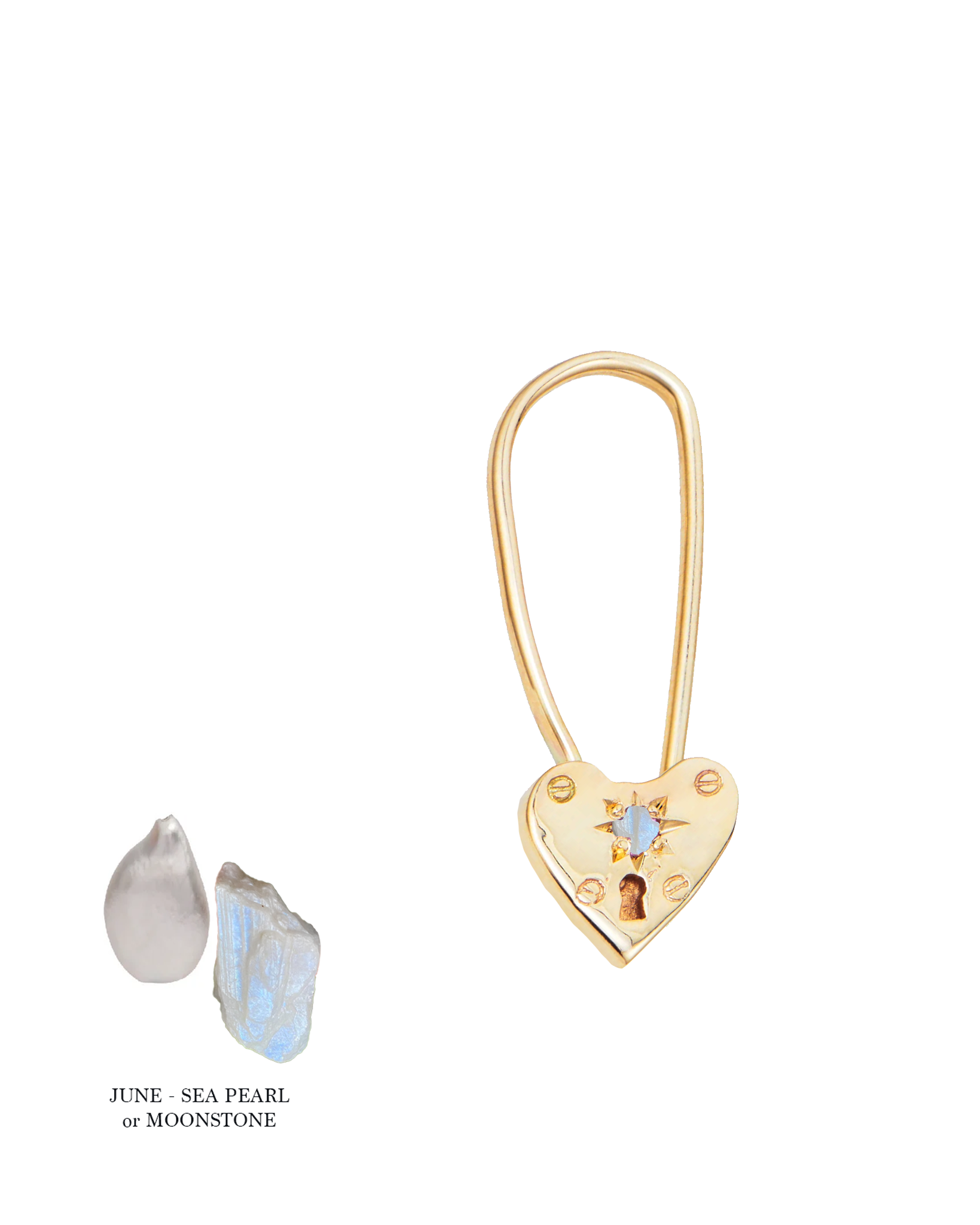 Birthstone Little Heart Padlock - Solid 9K Gold