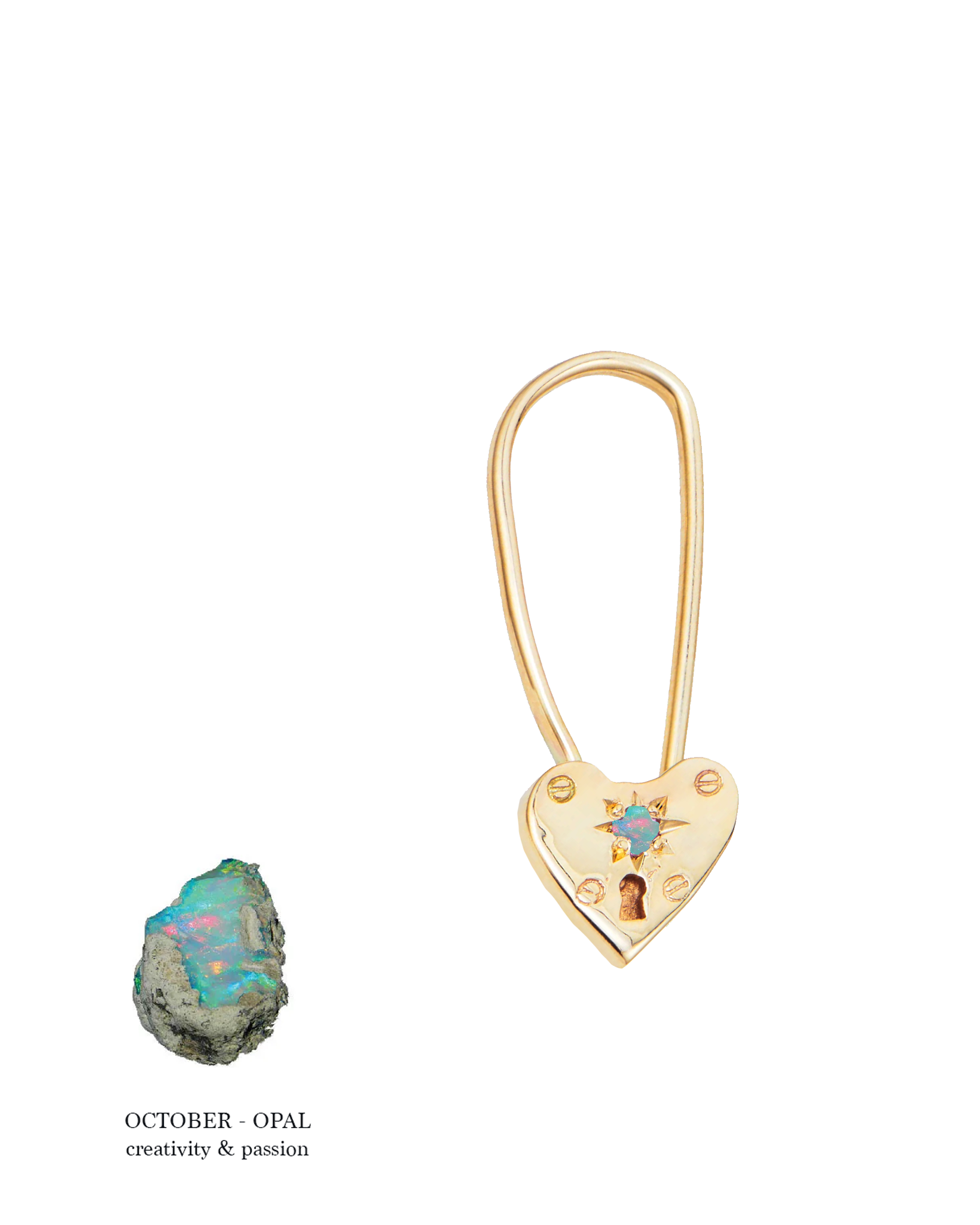 Birthstone Little Heart Padlock - Solid 9K Gold