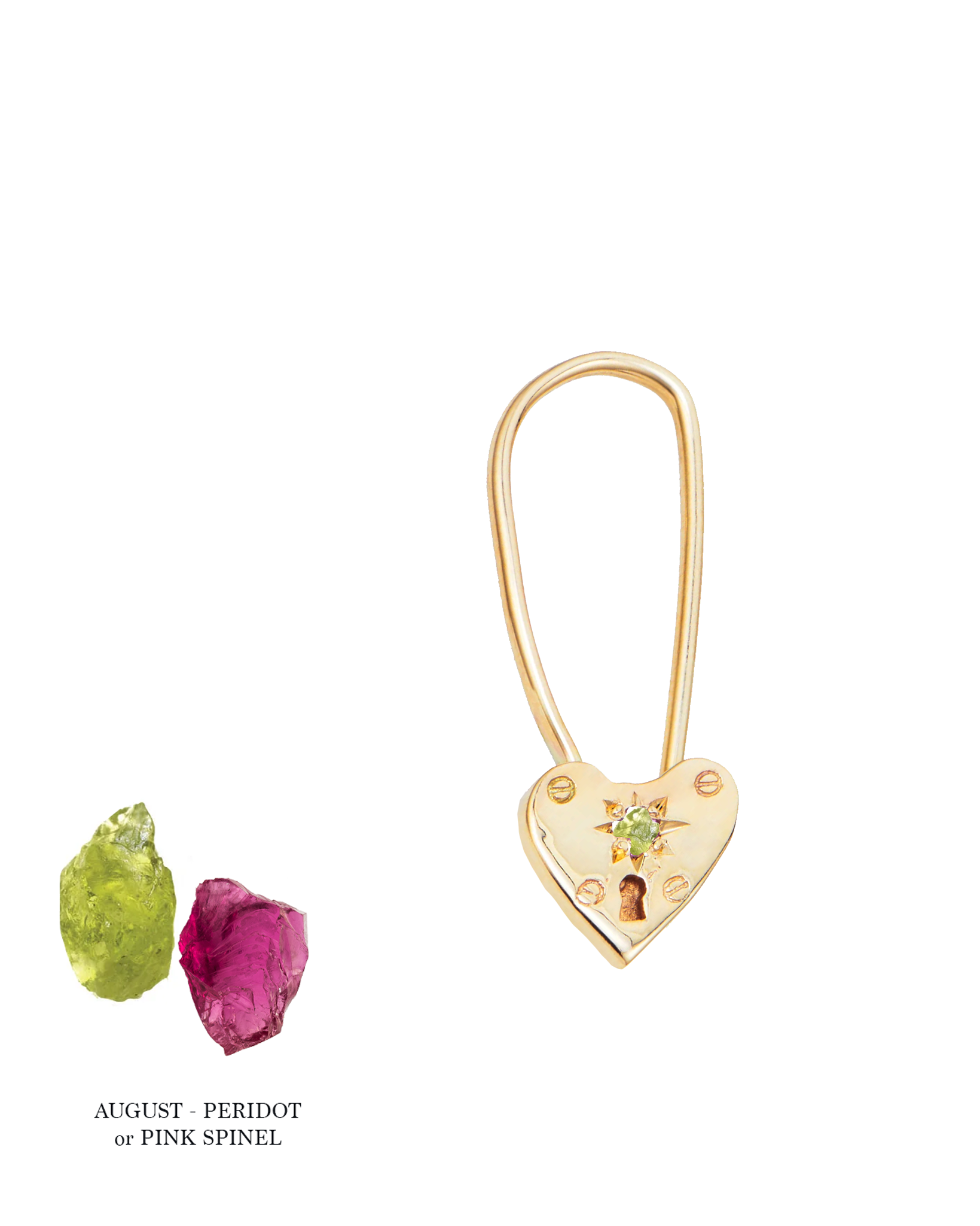 Birthstone Little Heart Padlock - Solid 9K Gold