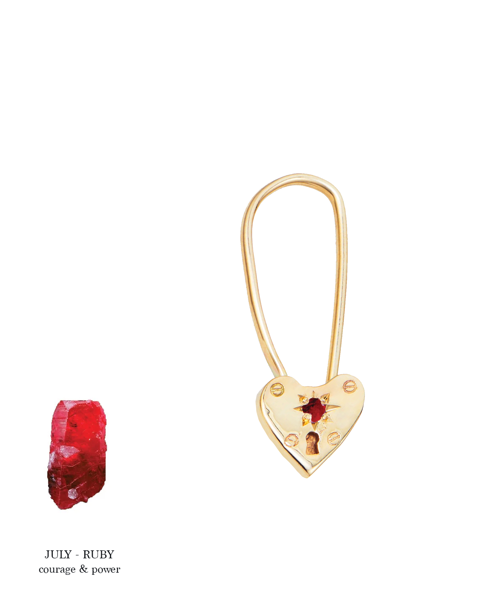 Birthstone Little Heart Padlock - Solid 9K Gold