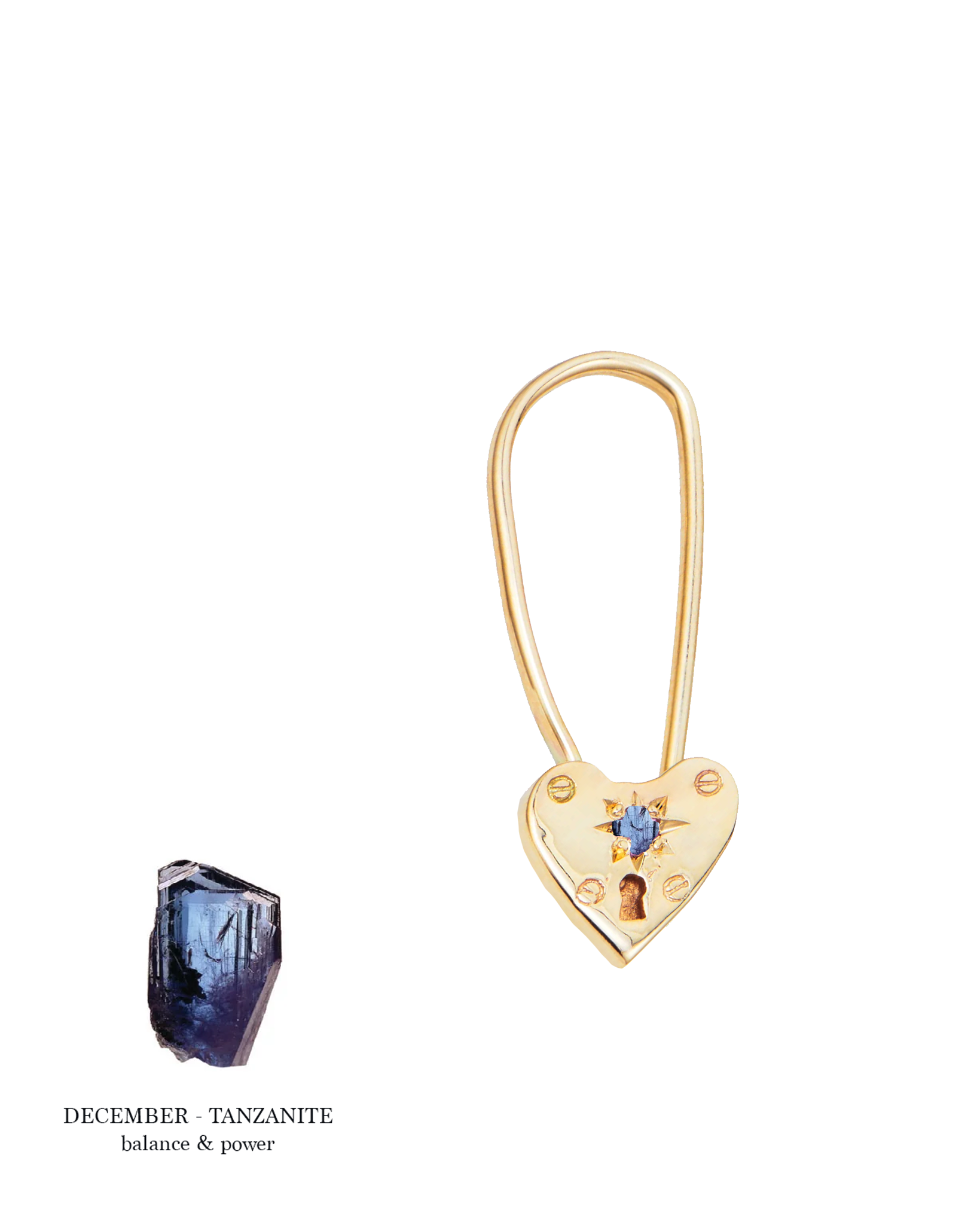 Birthstone Little Heart Padlock - Solid 9K Gold