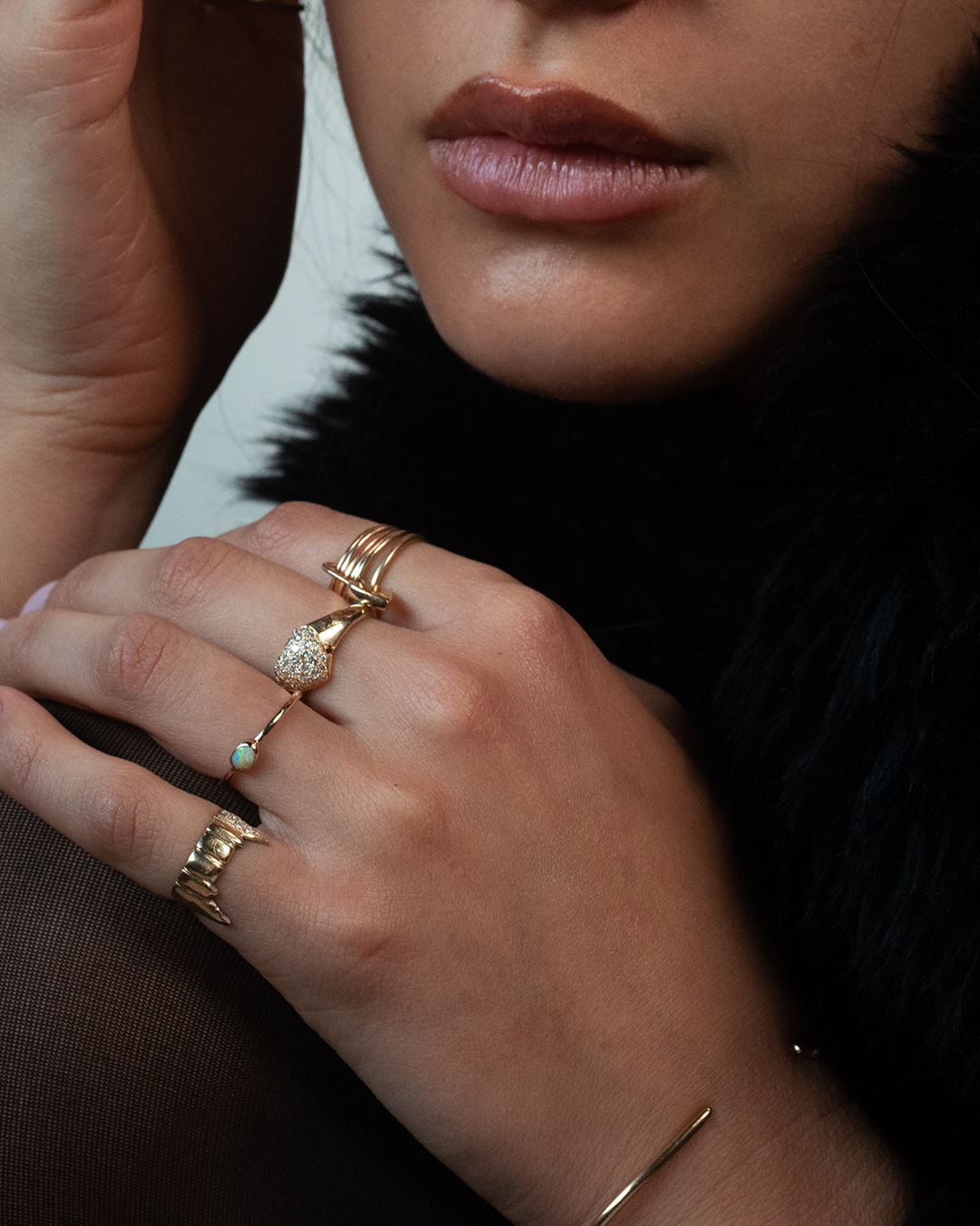 Diamond Le'Petit Fang Ring - Solid 9K Gold