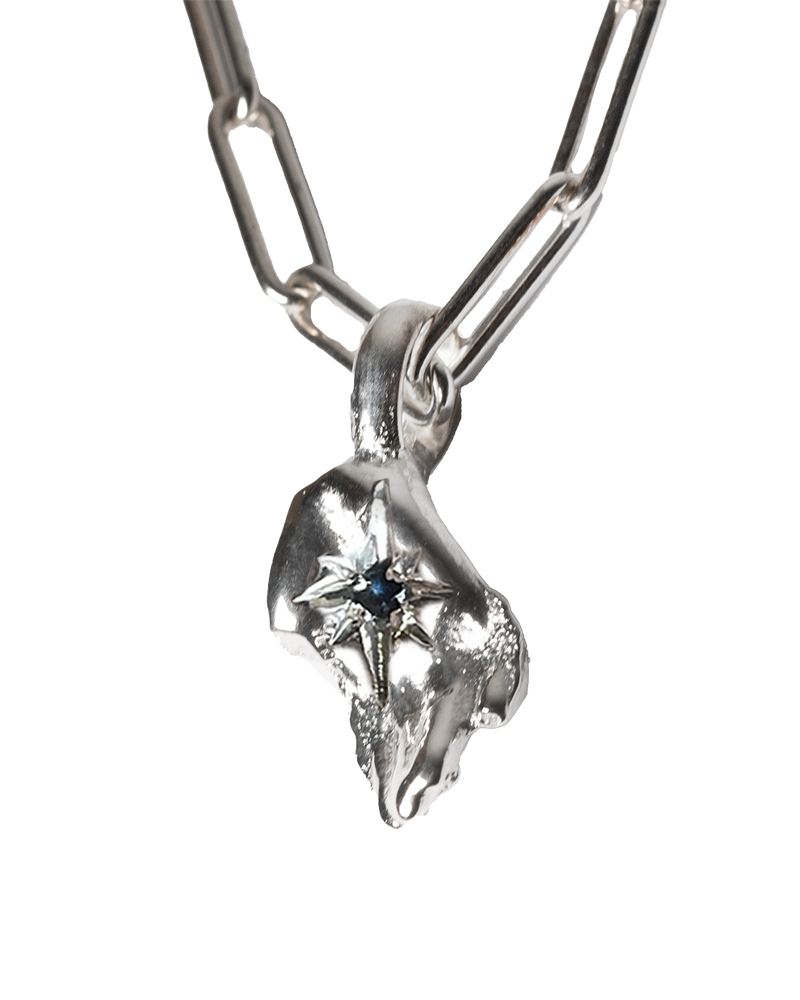 Birthstone Hand of Fate Necklace - Sterling Silver