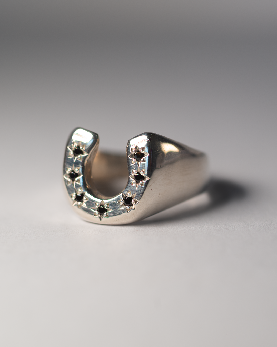 Lucky 7 Horseshoe Signet - Sterling Silver