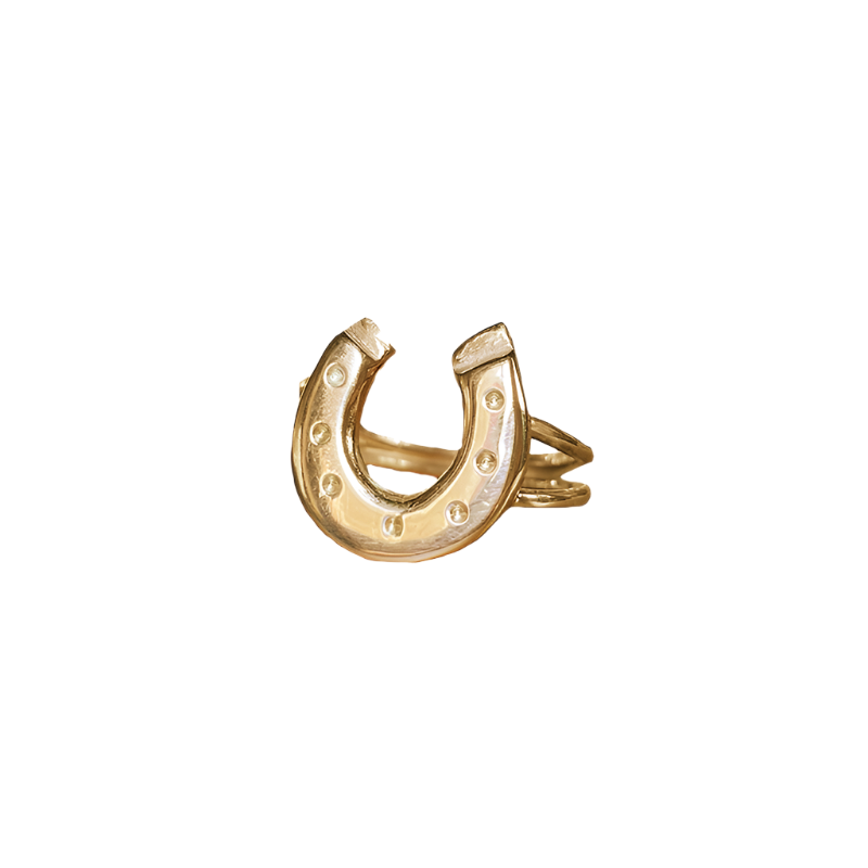 Lucky Horseshoe Ring - Solid 9K Yellow Gold