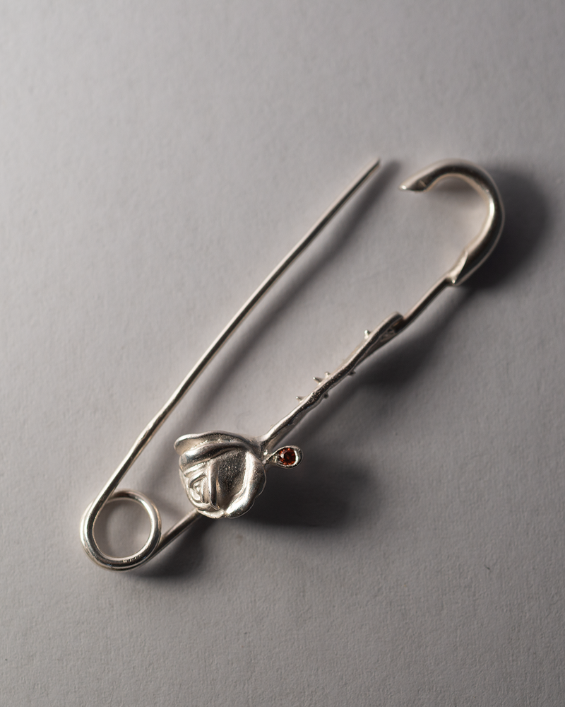 Crying Rose Pin Bracelet- Sterling Silver