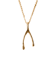 Le Petit' Wishbone Necklace - Solid 9K Gold
