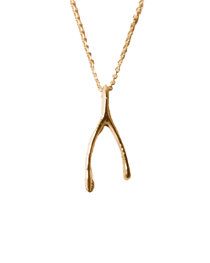 Le Petit' Wishbone Necklace - Solid 9K Gold