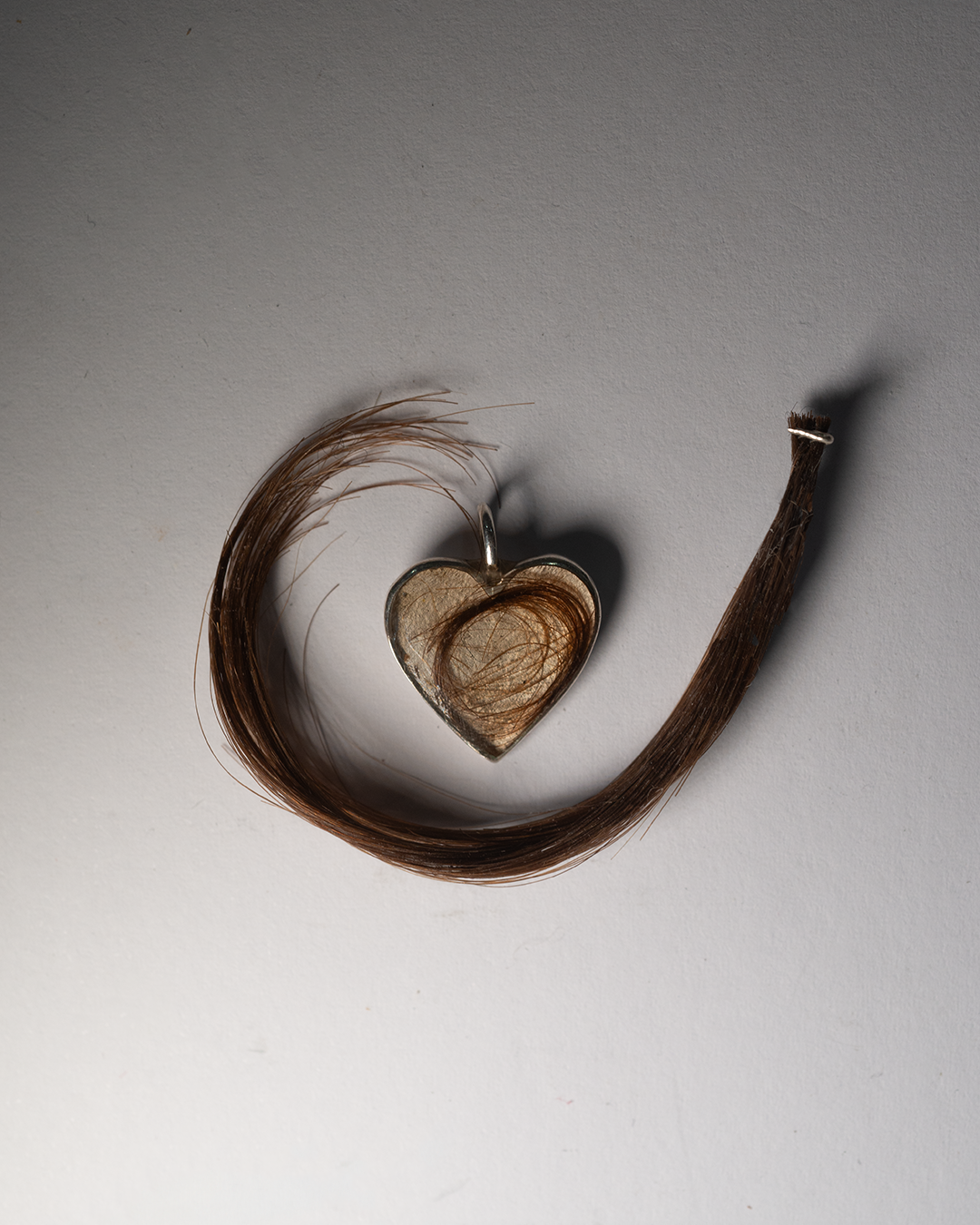 Lock of Hair Heart Necklace - Sterling Silver