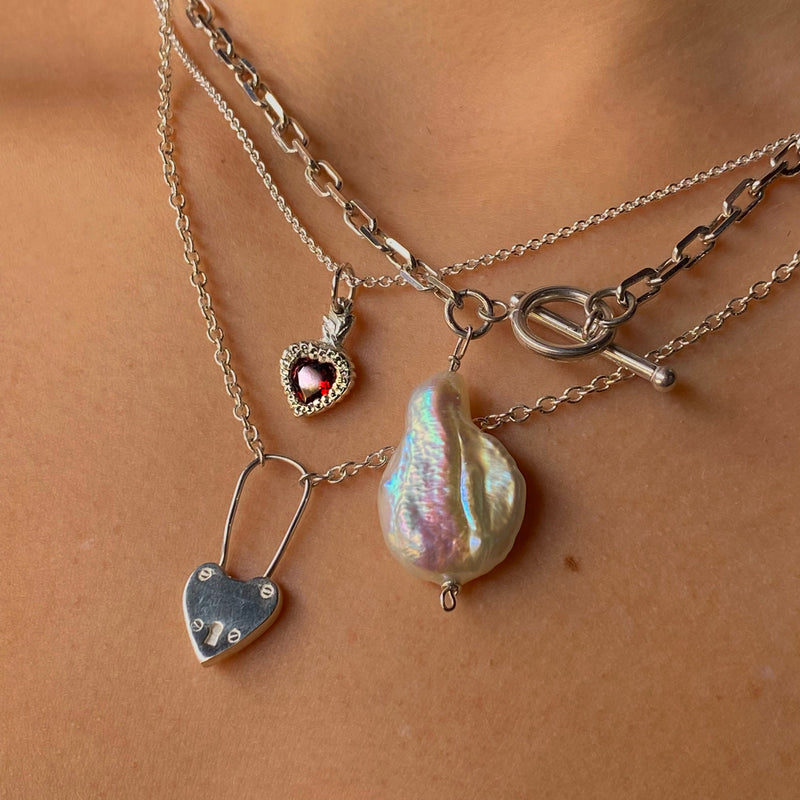 Mini Burn My Heart necklace - Silver