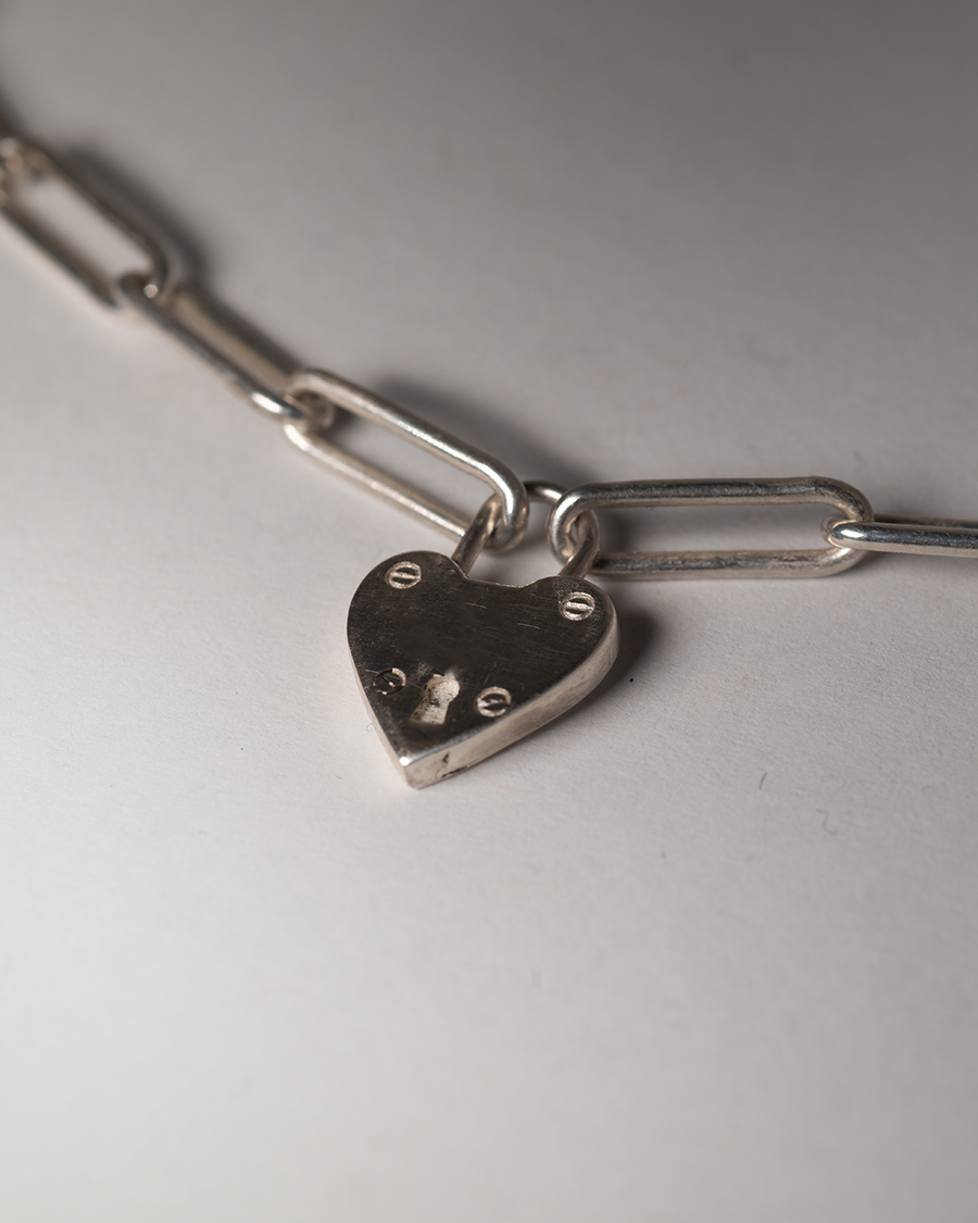 Chain my Heart Padlock Choker - Sterling Silver