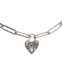 Chain my Heart Birthstone Padlock Choker - Sterling Silver