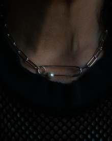 Safety Pin Pearl Choker - Sterling Silver
