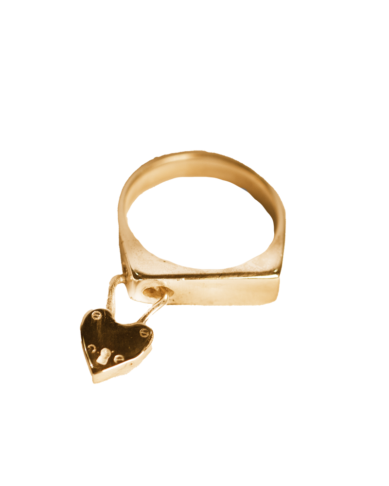 Pierced Padlock Signet Ring - Solid 9K Gold