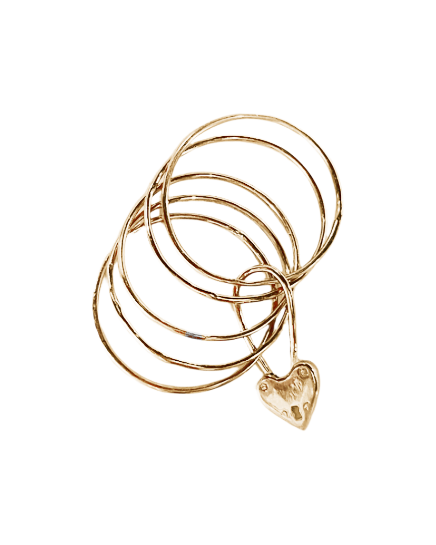 Play with Me Heart Padlock Fidget Ring - Solid 9K Yellow Gold