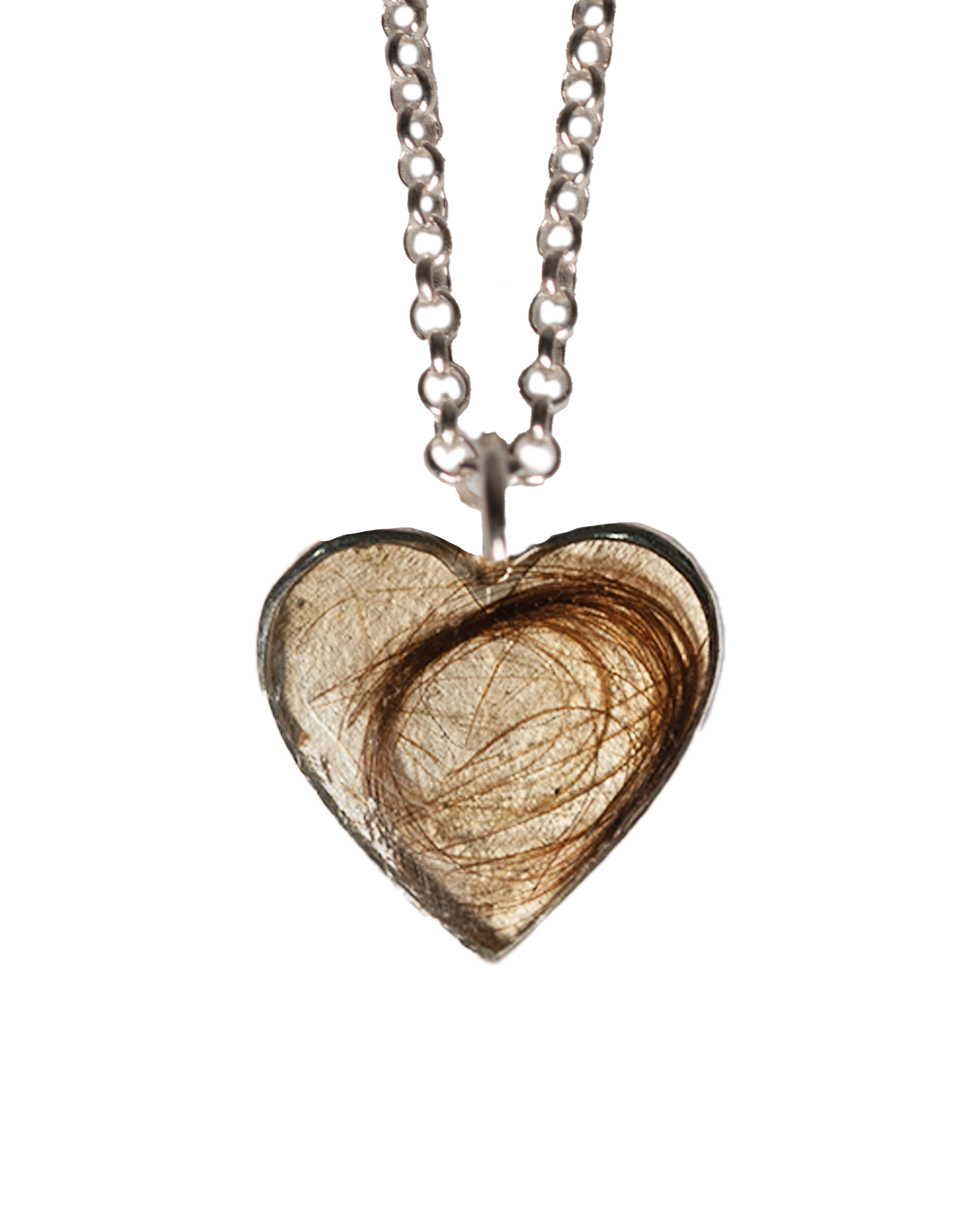 Lock of Hair Heart Necklace - Sterling Silver