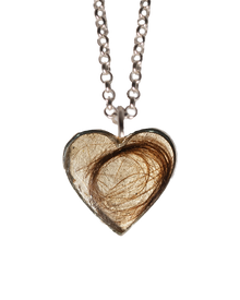 Lock of Hair Heart Necklace - Sterling Silver