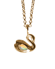 Swan & the Opal Necklace - Solid 9K Gold