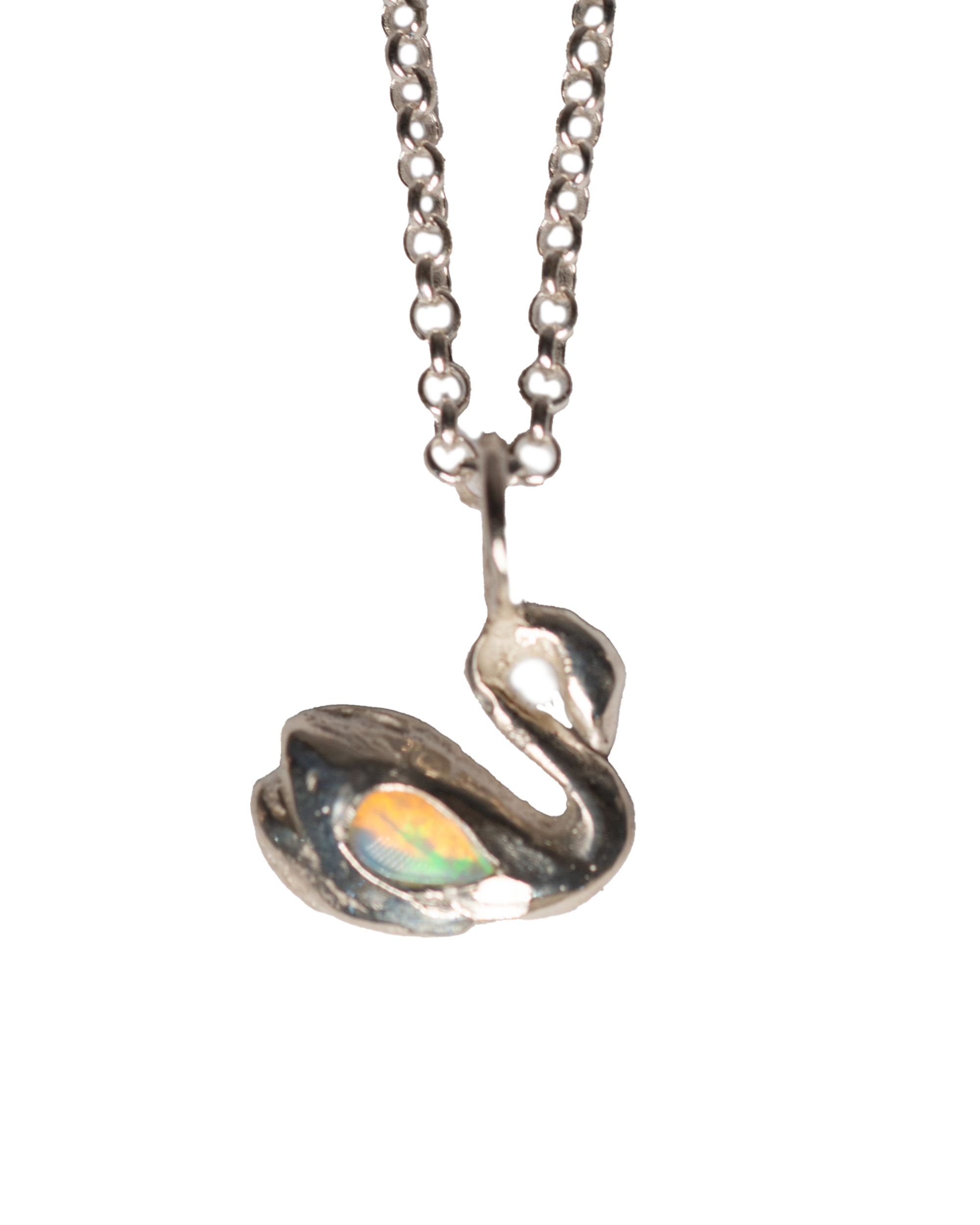 Swan & the Opal Necklace - Sterling Silver