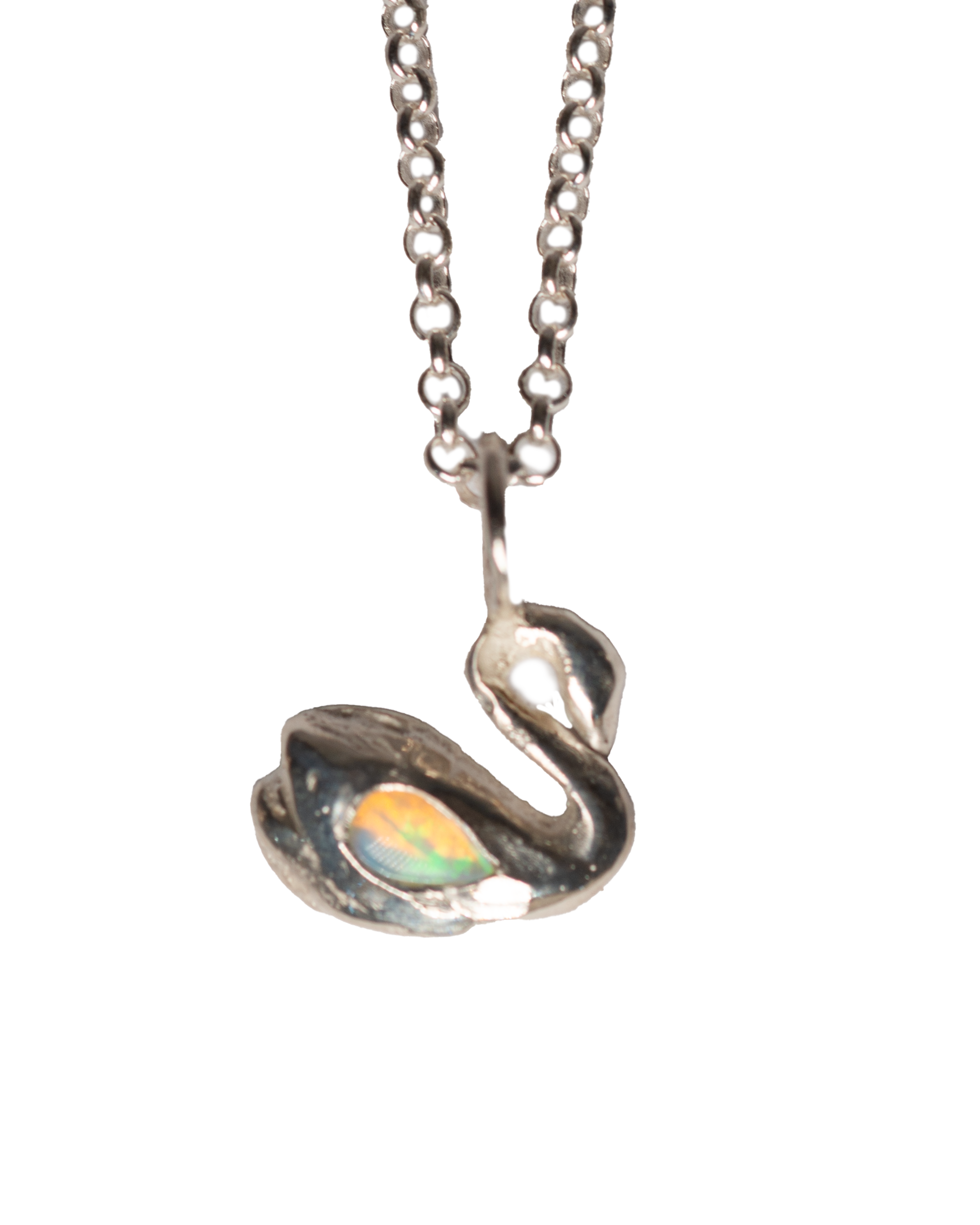 Swan & the Opal Necklace - Sterling Silver
