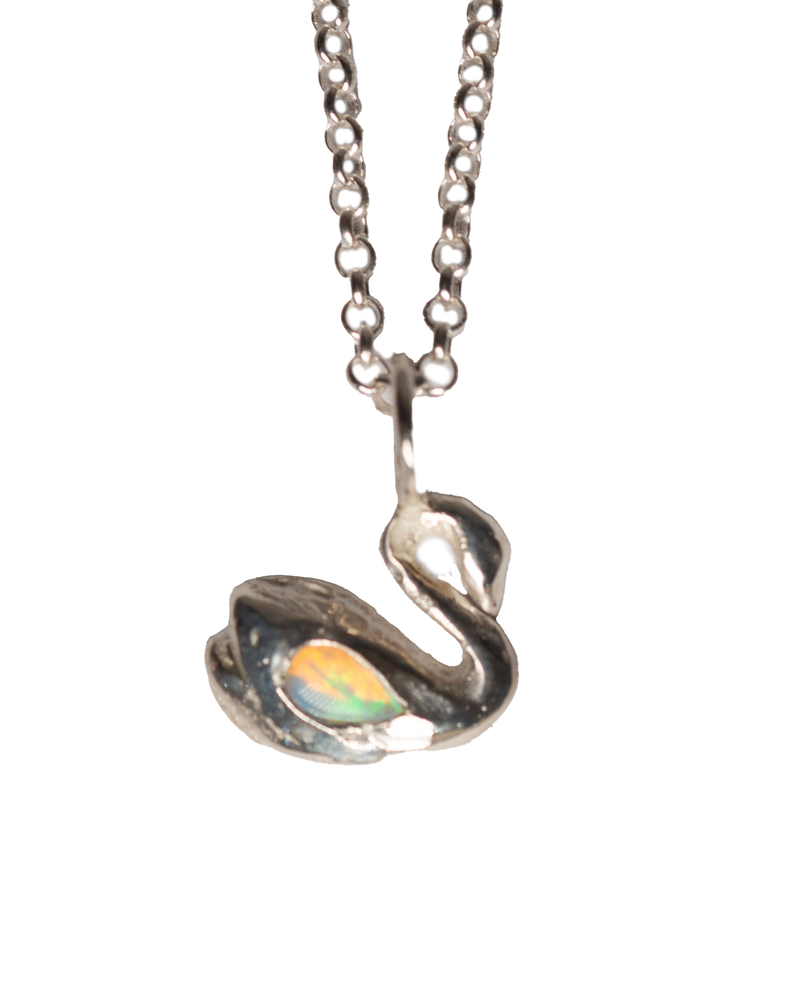 Swan & the Opal Necklace - Sterling Silver