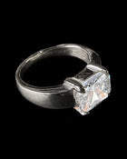 Radiant Cut Diamond Ring - Sterling Silver