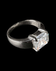 Radiant Cut Diamond Ring - Sterling Silver