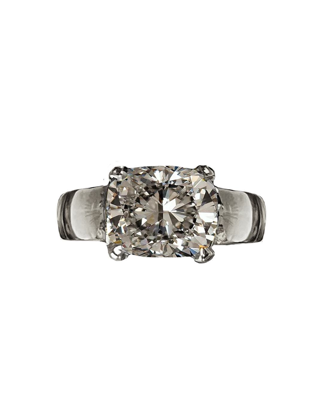 Radiant Cut Diamond Ring - Sterling Silver