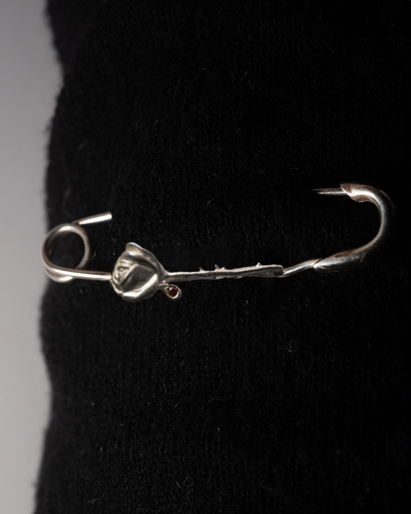 Crying Rose Pin- Sterling Silver