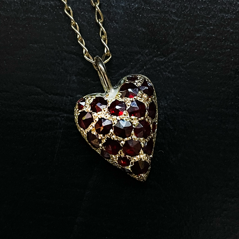 Encrusted Heart Necklace - Solid 9K Gold