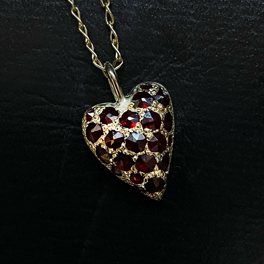 Encrusted Heart Necklace - Solid 9K Gold