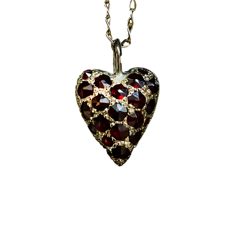 Encrusted Heart Necklace - Solid 9K Gold