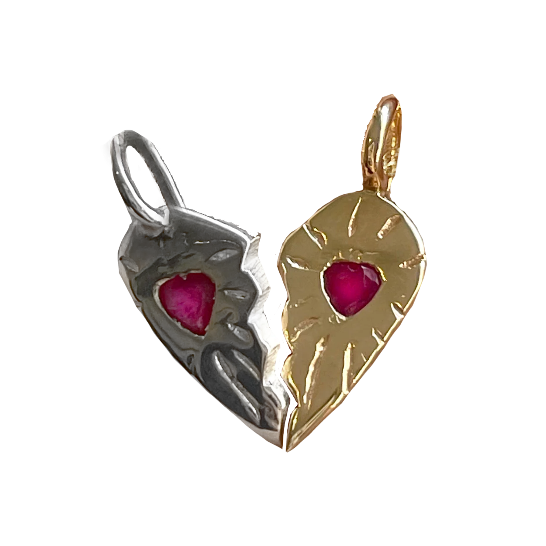 Ruby Rays Matching Heart Necklaces