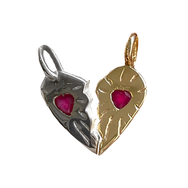 Ruby Rays Matching Heart Necklaces