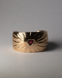 Ruby Rays Heart Ring - Solid 9K Gold
